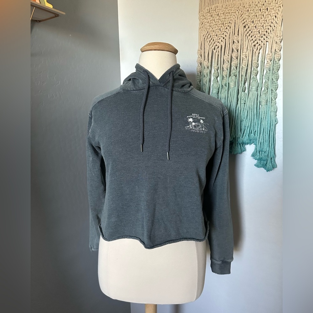 NWT Roxy women’s cropped hoodie washed gray size L - Picture 1 of 5